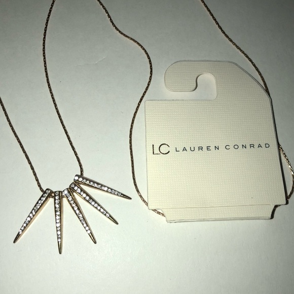 LC Lauren Conrad Gold Spikes Necklace Diamonds NWT - Picture 6 of 8